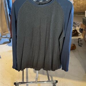 Pierre Cardin Gray and Blue Long Sleeve Tee